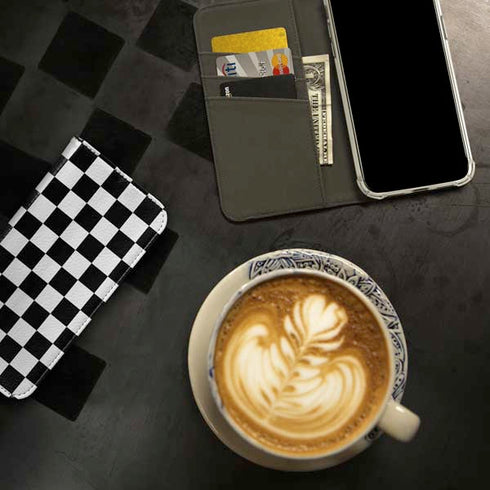 Black and White Checkered iPhone 15 Pro Max Folio Case